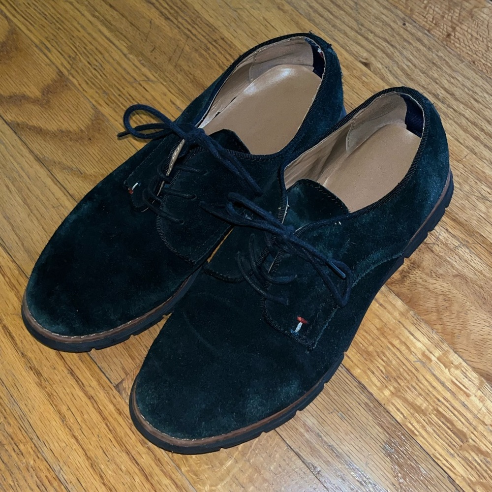 Black Suede Leather Tommy Hilfiger loafers 7.5